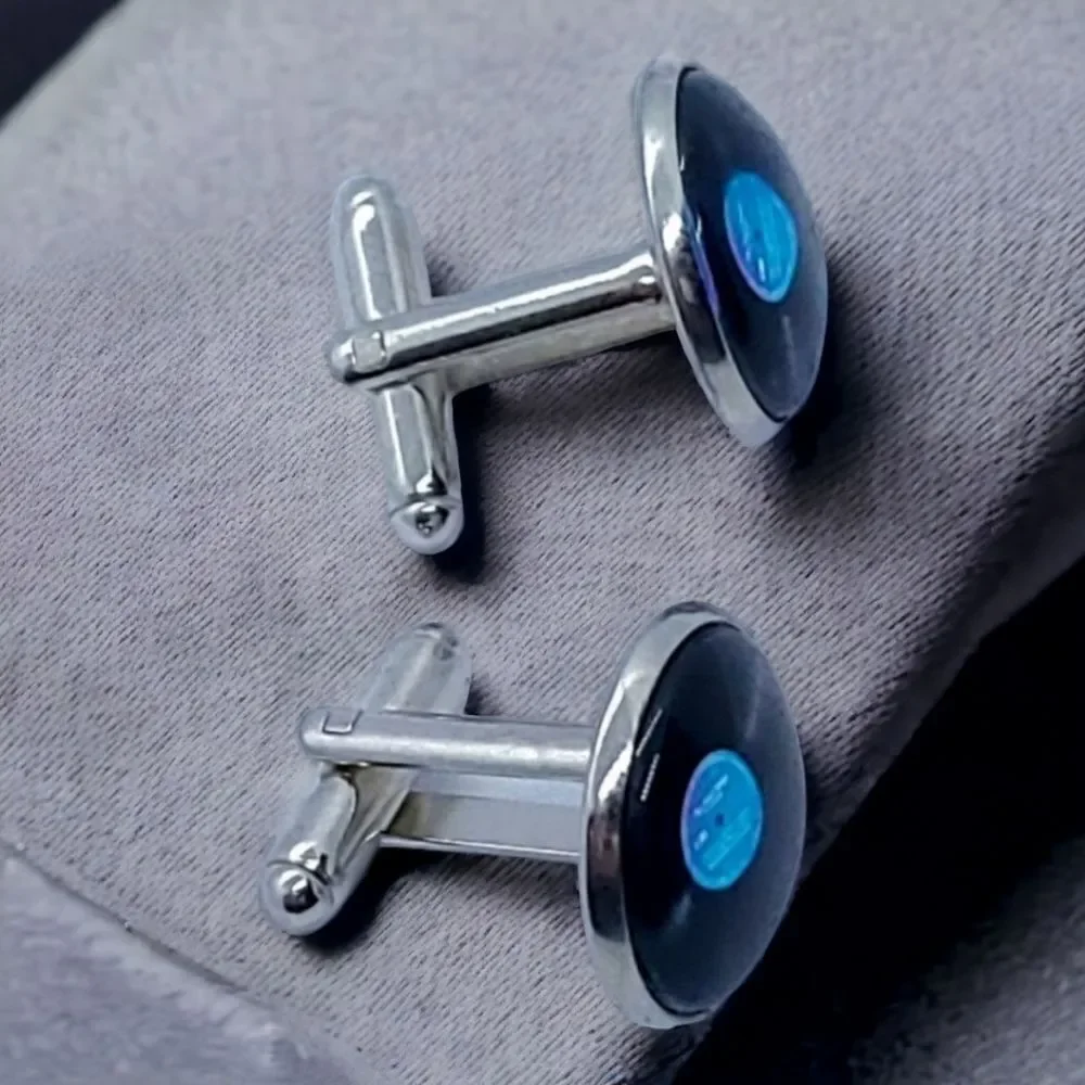 Vinyl Record Cufflinks Black LP Music DJ Audiophile Record Collector Retro Gift